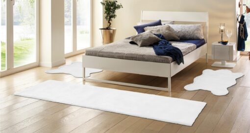 3-częściowy zestaw dywaników do sypialni, biały