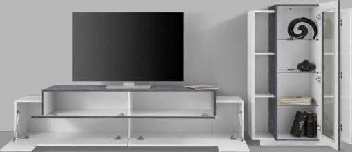 Szafka pod telewizor Coro biało-grafitowa, 200 cm