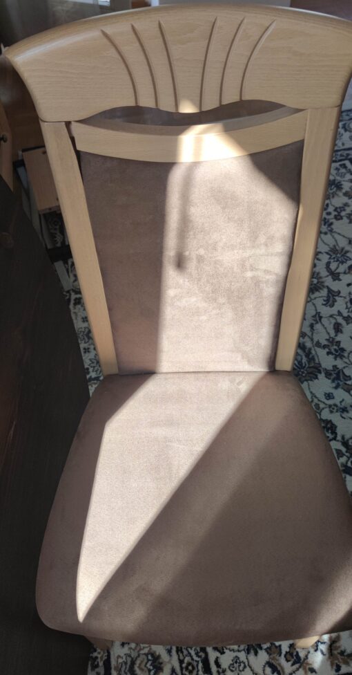 Zestaw krzeseł tapicerowanych, brązowe, rama buk