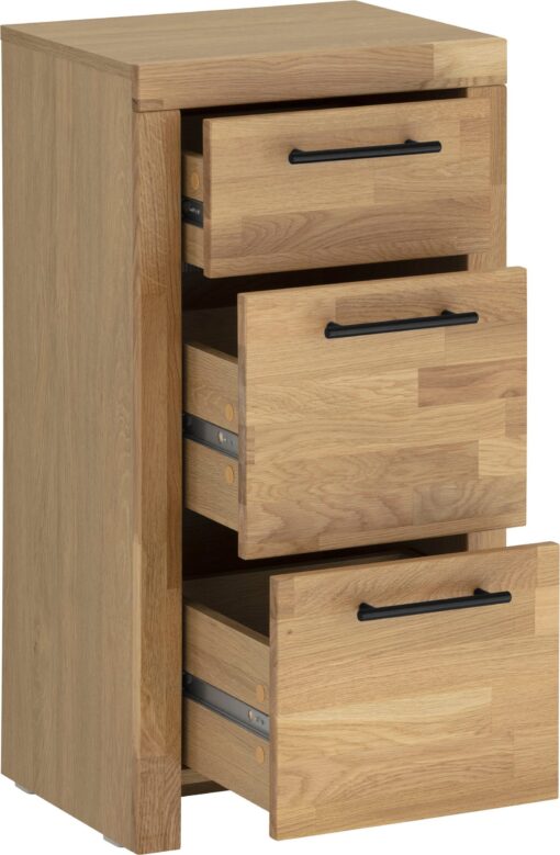 Nowoczesna komoda, 3 szuflady, front z drewna dębowego
