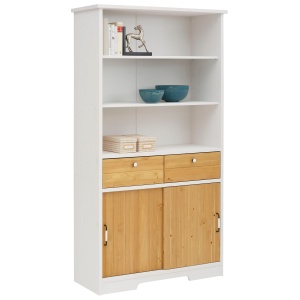 Sosnowy regał, meblościanka biało-miodowy Paula