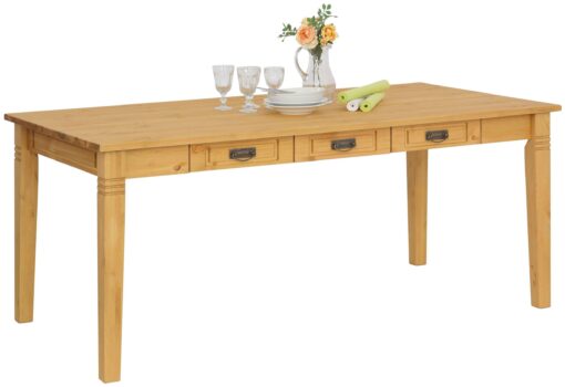 Atrakcyjny stół z litego drewna z szufladami, 180 cm, olejowany