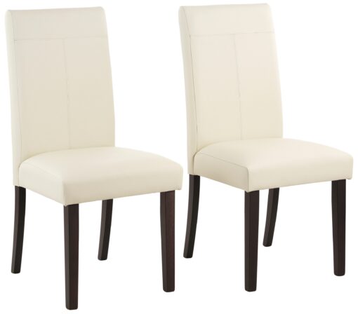 Krzesła tapicerowane sztuczną skórą, beżowe, ciemne nogi - 2 sztuki