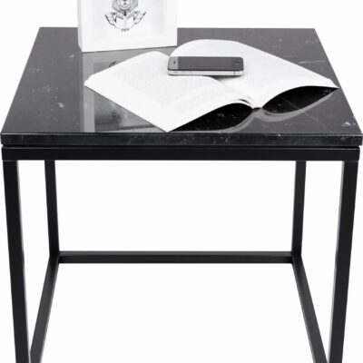 Czarny stolik z marmurowym blatem, kwadrat 50x50 cm