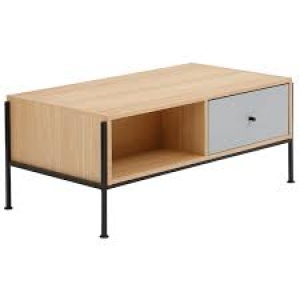 Stolik kawowy Ellen dąb/ szary, na metalowej ramie