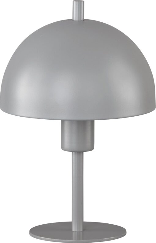 Szara metalowa lampa stołowa, skandynawski design