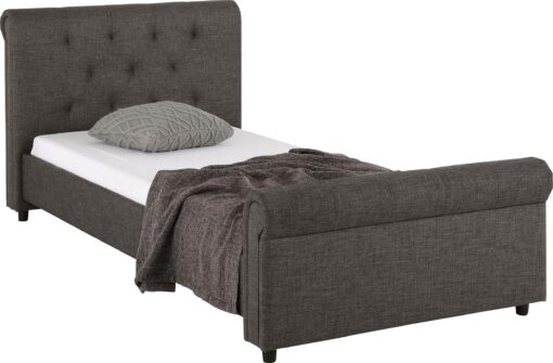 Tapicerowane łóżko ze stylowym wezgłowiem, 100x200 cm