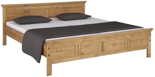 Sosnowe łóżko Indra 180x200 cm, olejowane z frezowaniem