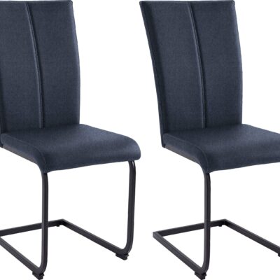 Granatowe krzesła Nils na czarnych płozach - 2 sztuki