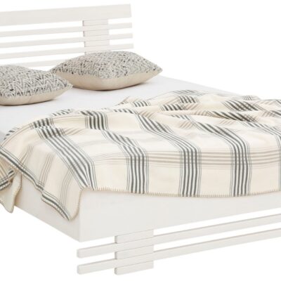 Ciekawe białe łóżko z drewna sosnowego 140,5x200 cm