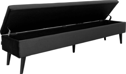 Czarna ławka ze schowkiem skandynawska, 180 cm