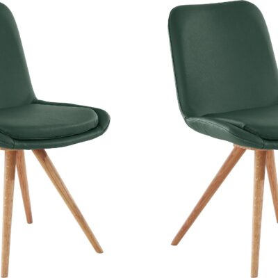 Krzesła ze skóry, kolor leśna zieleń, skandynawskie - 2szt