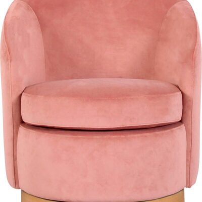 Stylowy fotel obrotowy 360 stopni, glamour, przygaszony róż