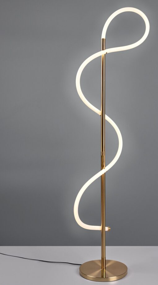 Elegancka lampa podłogowa z zakrzywioną tubą LED