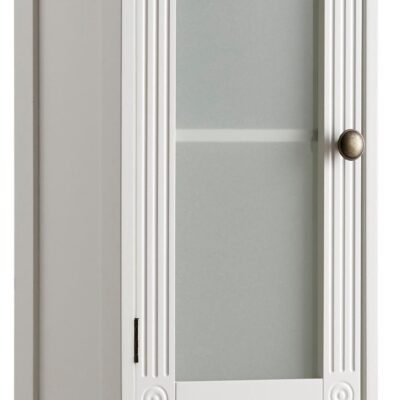Biała szafka wisząca z przeszklonymi drzwiami