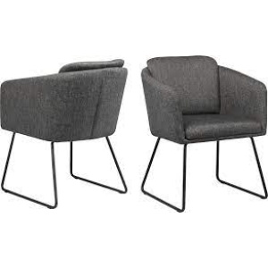 Elegancki antracytowy fotel GMK, czarna metalowa rama