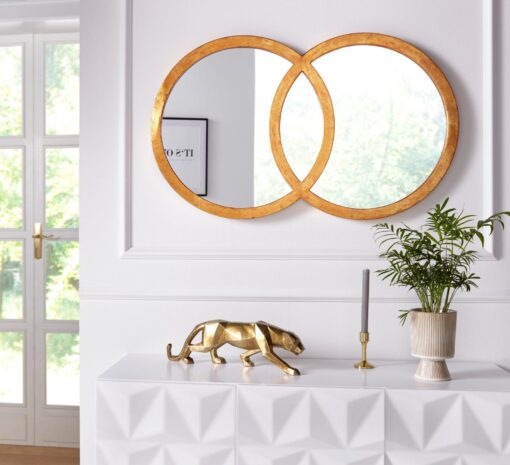 Unikalna dekoracja połączone lustra w złotej ramie