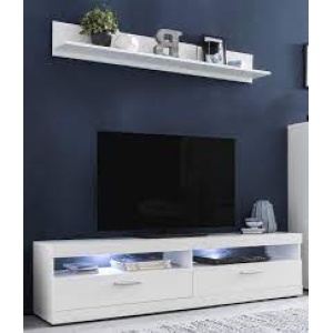 Atrakcyjna biała szafka rtv 160 cm wraz z półką 135 cm