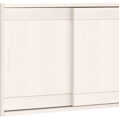 Sosnowa szafka wisząca z półkami, biała