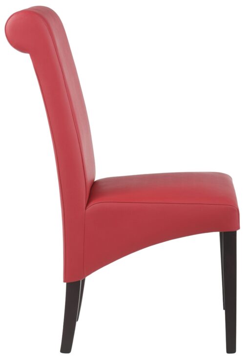 Czerwone krzesła z naturalnej skóry, ciemne nogi - 2 sztuki