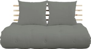 Szara sofa Karup z funkcją spania, materac futon 140 cm