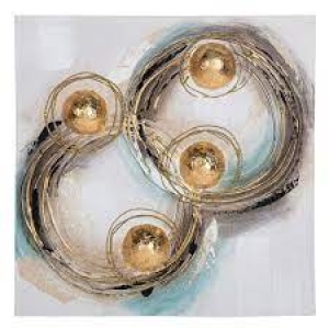 Obraz 90x90 cm w odcieniach srebra i złota