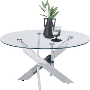 stolik szklany blat i chromowane nogi