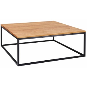 stolik dębowy z metalową ramą