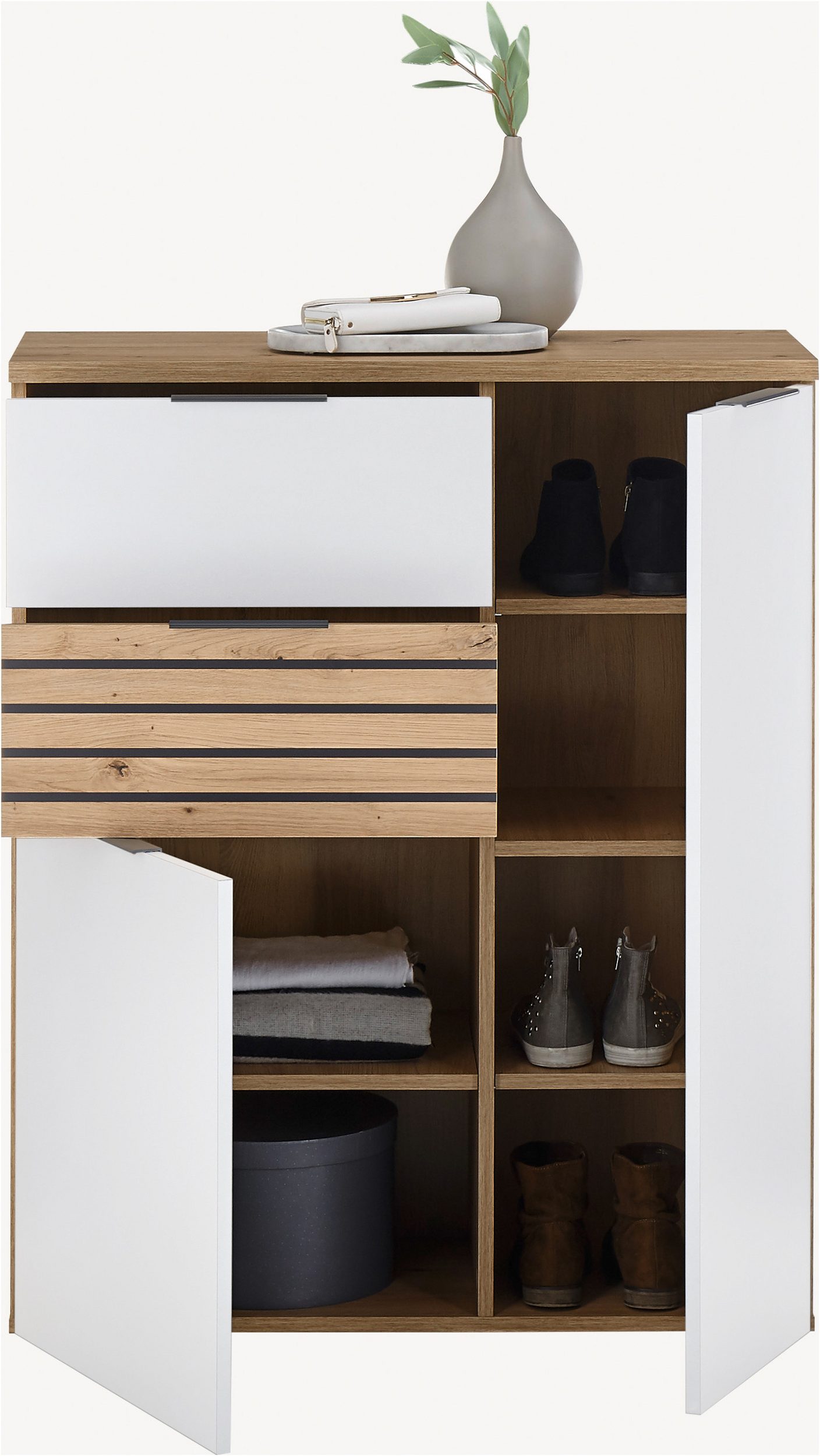 komoda biel/ dąb artisan