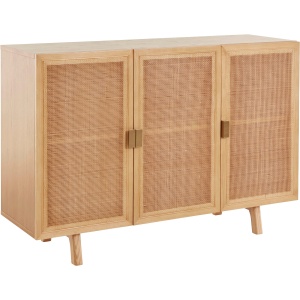 komoda z rattanowymi drzwiami