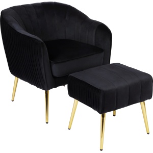 czarny fotel z podnóżkiem