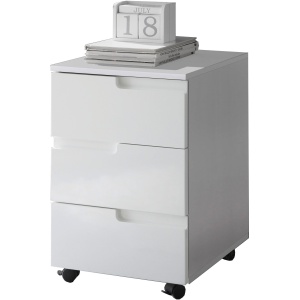 biała komoda z kółkami