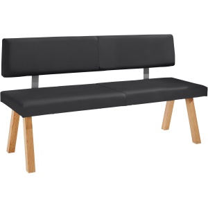 czarna ławka na dębowych nogach