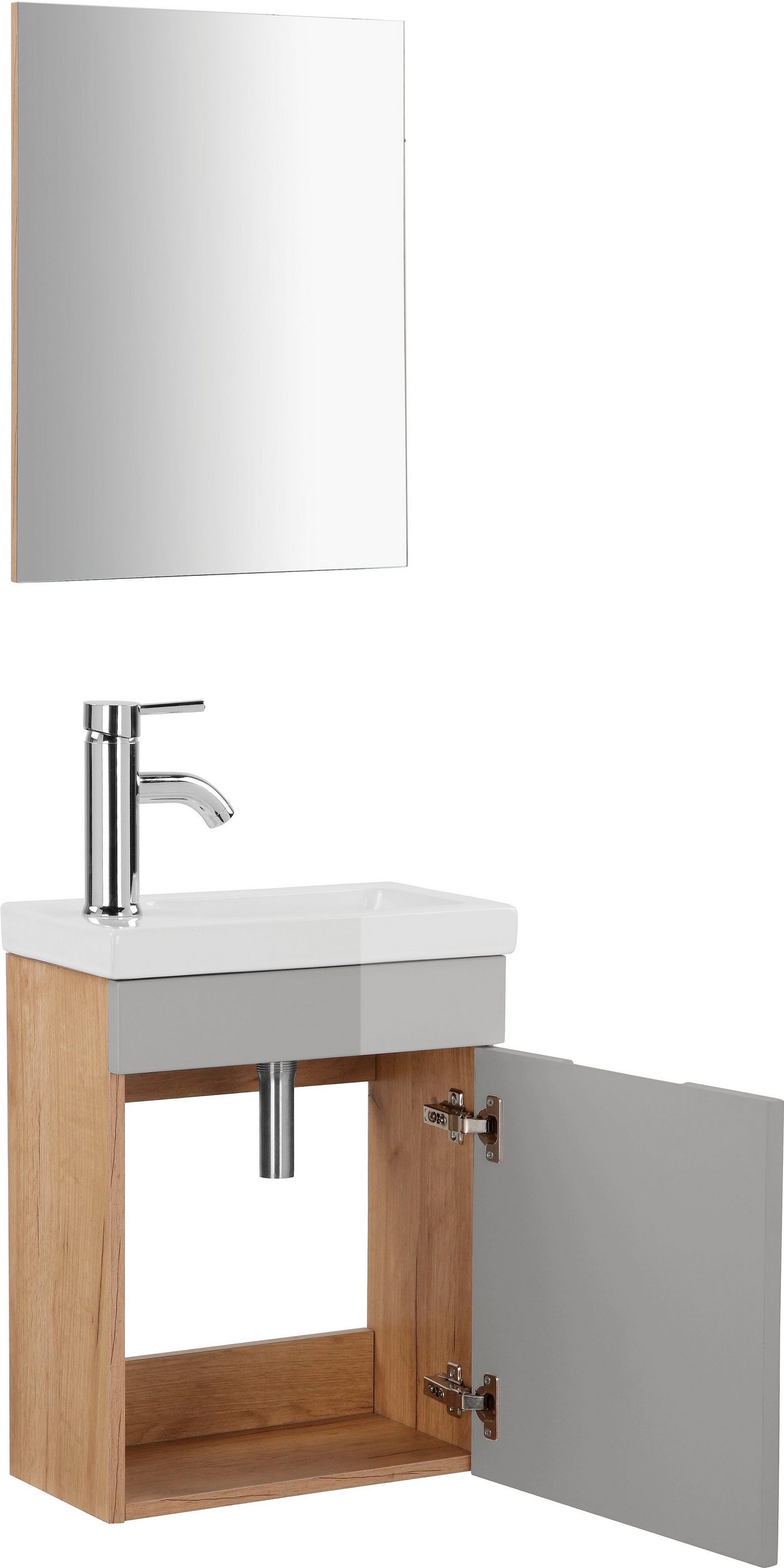 meble łazienkowe szary/ dąb