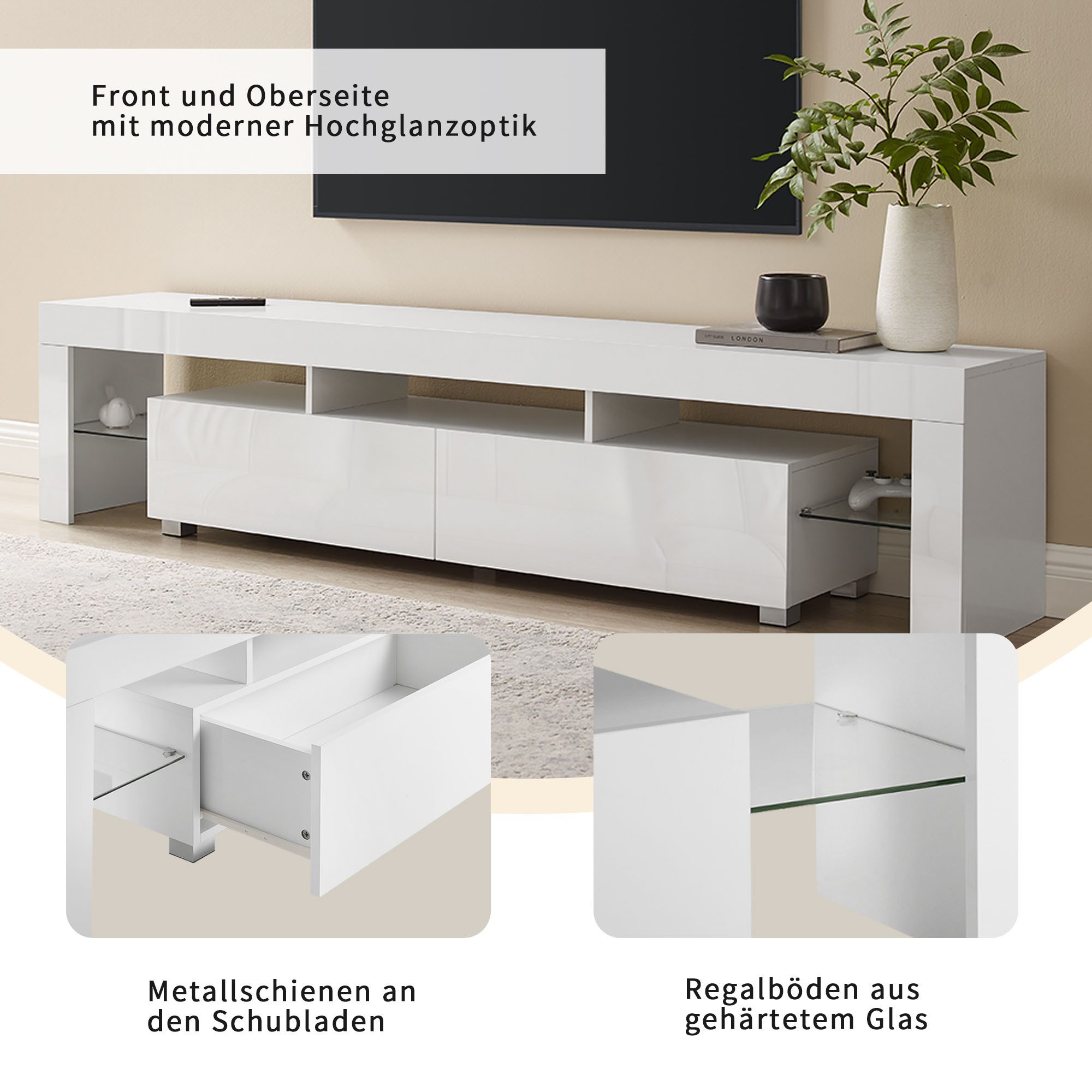 biała szafka rtv w połysku