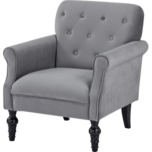 szary fotel Chesterfield