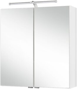 Biała szafka łazienkowa z lustrem i oświetleniem led 60 cm