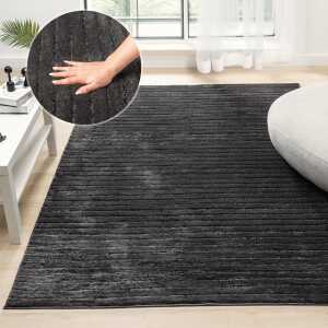 Antracytowy miękki dywan z efektem high-low, 60x90 cm